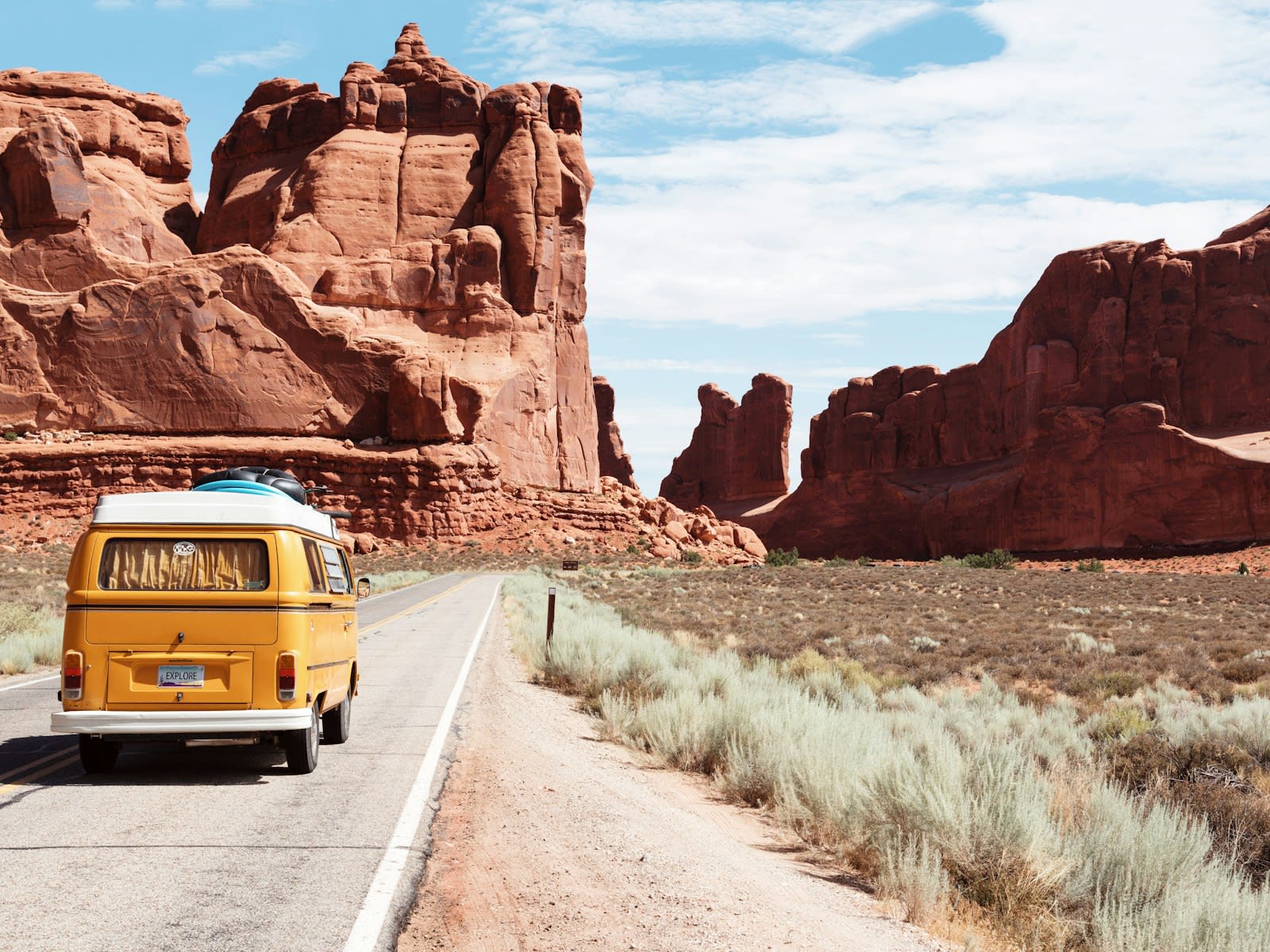 Traveler looking at mountain horizon
