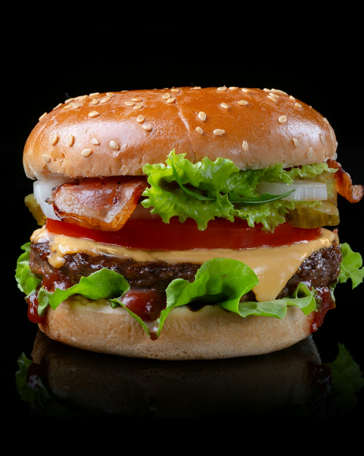Double cheeseburger close-up