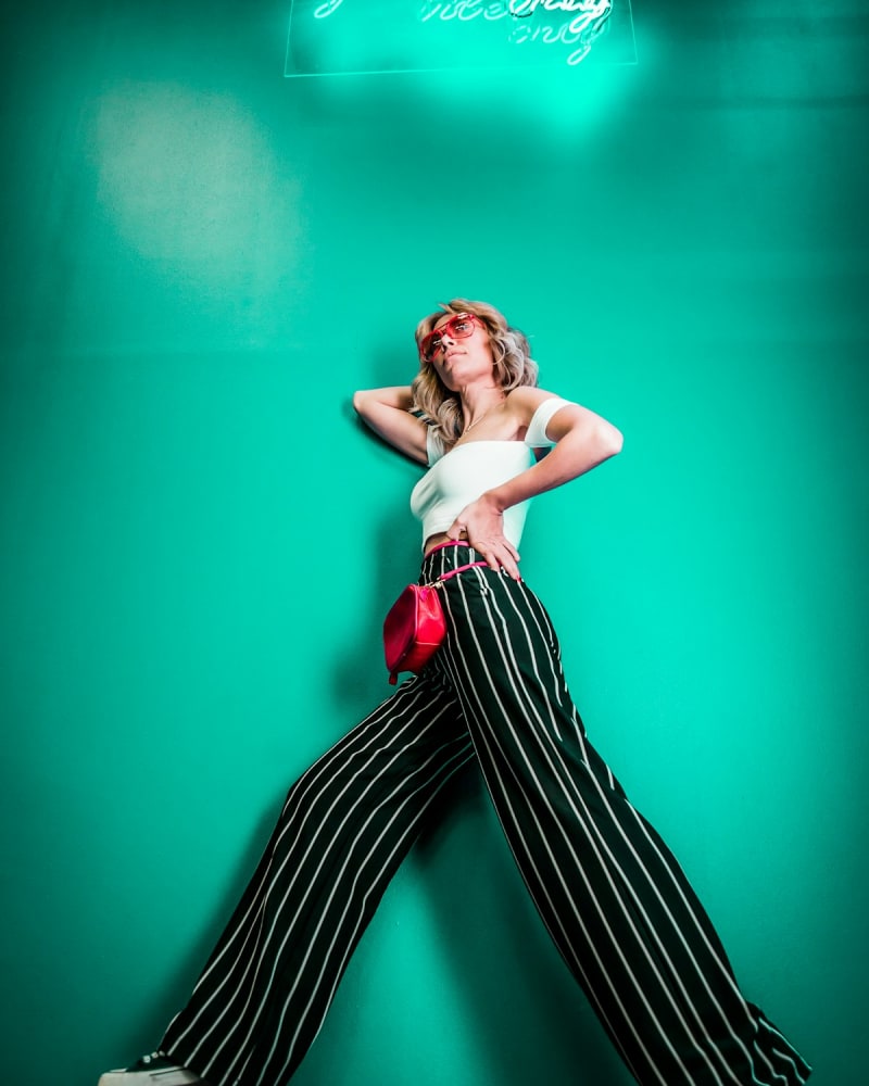 Fashion model against a seamless backdrop