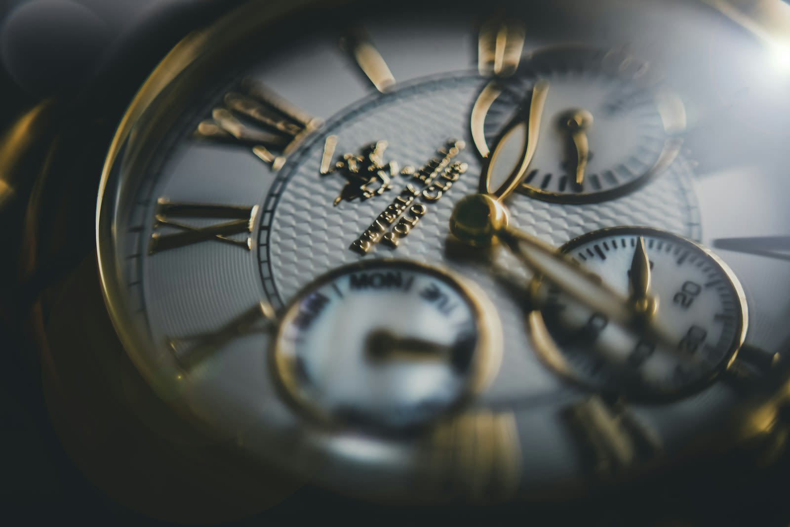 Chronograph wristwatch close-up